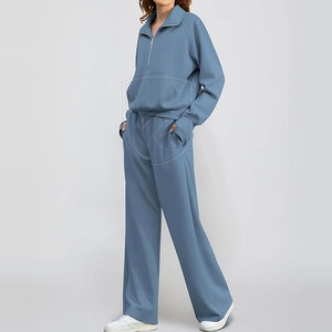 Ensemble décontracté 2 pièces pour femme, en coton 100% premium, à manches longues et pantalon droit, idéal pour l'hiver, écologique, vente en gros - Product Image 5