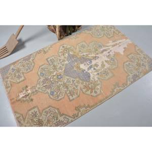 พรมขนสัตว์ตุรกีขนาด3.4x5.7ฟุตแนววินเทจสีเบจและสีน้ำเงินผ้าทอแบนพร้อมแผ่นยางรองสำหรับตกแต่งห้องนั่งเล่น - Product Image 2