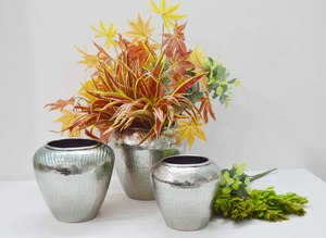 Aluminum Textured Nickel Plated Two Tone Color Flower <b>Vase</b> with Brass Fancy Stem Screwed Hot Sale Fancy Home and <b>Wedding</b> <b>Vases</b> - Product Image 3