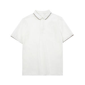 OEM Customized Logo Summer Men's Short-Sleeved for <b>Polo</b> <b>Shirt</b> Simple Style <b>Striped</b> Contrast Lapel Garment Dyed Blank Pattern Hea - Product Image 1