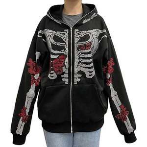 Femmes meilleur pull à capuche surdimensionné Style décontracté strass embellissement Logo personnalisé col à capuche hiver grande taille doublure - Product Image 1