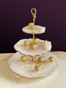 แม่พิมพ์ซิลิโคนสำหรับทำมือถาดผลไม้ทรงกลม3ชั้นพิมพ์อีพ็อกซี่ถาดชา - Product Image 2