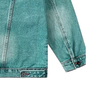 Veste en jean grande taille en polaire pour hommes, épaisse, chaude, décontractée, grande, multi-poches, broderie personnalisée, patchwork coupe-vent en denim - Product Image 6