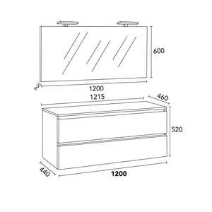 2C 2V White 120 cm Export Cabinet with Natural Oak Top 120x60 <b>Mirror</b> and 2 Belize Lamps-Bathroom <b>Sets</b> - Product Image 1