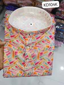 Kurta et pyjama en coton pur traditionnel indien avec broderie de sequins pour homme, en stock - Product Image 2