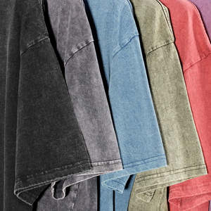 T-shirt délavé à l'acide en coton de qualité supérieure, t-shirt surdimensionné à épaules tombantes, t-shirt vintage lourd et décontracté avec logo - Product Image 4