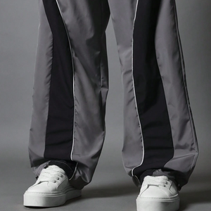 <b>Men's</b> Fashion Lightweight Street Pants Custom Made Nylon Color Block Flared Sweatpants Elastic Waist Anti Wrinkle Casual <b>Loose</b> - Product Image 4