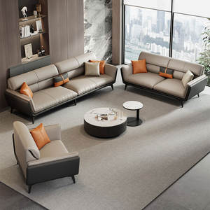 โซฟาหนังสามที่นั่งสไตล์โมเดิร์นสไตล์เรียบง่ายสำหรับธุรกิจสำนักงานโรงแรมโรงเรียนการรับหรือใช้ในบ้าน - Product Image 3