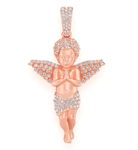 Diamant de laboratoire plaqué or rose certifié IGI pendentif de haute qualité pour petit garçon priant chérubin pour hommes au meilleur prix de gros - Product Image 1
