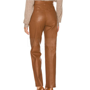 2025 sur mesure femmes pantalon en cuir respirant taille moyenne plat avant conception décontracté haute qualité droite hiver Collection faite - Product Image 4