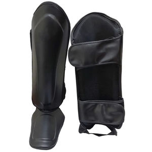 Protège-tibias en cuir respirant imperméable de haute qualité pour football MMA Muay Thai Kick Boxing Protection professionnelle cou-de-pied cheville - Product Image 2