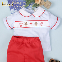 Ensembles de vêtements de luxe pour garçons Babeeni ODM, motif animalier cerf et bonbons smockés, BB2777, coton certifié OEKO-TEX, non toxique, ignifuge