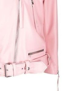 Chaqueta de Motociclista de Cuero Rosa para Mujer con Cinturón, Bolsillos con Cremallera, Ajuste Entallado, Ropa Exterior de Motociclista, Calidad Premium, Estilo Moderno - Product Image 5