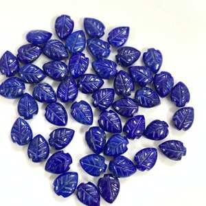 Cuentas de Piedras Preciosas Talladas a Mano en Forma de Hoja de Lapislázuli Natural - Product Image 1