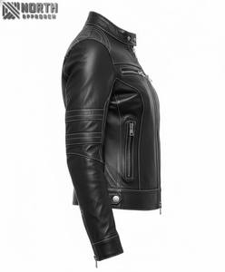 Chaqueta de cuero para mujer de talla adulta a la moda nueva llegada chaquetas informales de invierno cálidas con cremallera OEM personalizadas - Product Image 6