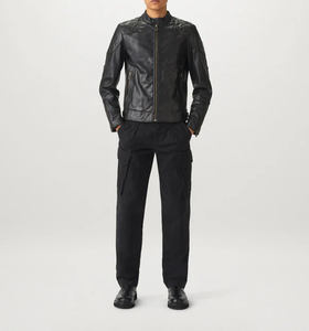 แจ็กเก็ตหนังวัวแท้สำหรับผู้ชายเสื้อซิปมีฮู้ดสำหรับผู้ชายดีไซน์แฟชั่นตามสั่ง - Product Image 2