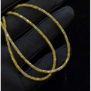 Collier de perles tubulaires facettées en diamant jaune de haute qualité, bijoux élégants en diamant jaune facetté avec un design de perles unique - Product Image 1