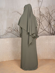 Robe de prière islamique légère et modeste pour femmes, longue, avec hijab, en polyester, robes décontractées, Abaya pour l'Aïd, vente en gros pour musulmanes - Product Image 5