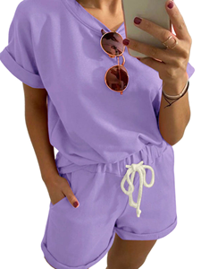 Cotton <b>Womens</b> Lounge Wear <b>Shorts</b> <b>Sets</b> Wholesale Summer Clothing 2Piece T <b>Shirt</b> <b>and</b> <b>Shorts</b> <b>Sets</b> - Product Image 4