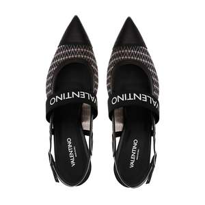 สำหรับ Valentino รองเท้าแตะส้นเข็มสีดำ VVV รองเท้าส้นสูงหัวแหลมสำหรับผู้หญิงขนาดพลัสไซส์3ซม. - Product Image 4