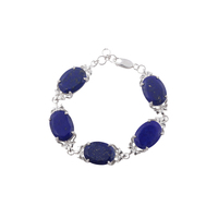 Bijoux afghans bracelet à maillons en lapis-lazuli naturel multi ovales en argent sterling 925 bijoux unisexes bracelet ethnique spirituel
