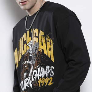 Sudadera de cuello redondo con estampado de Color personalizado a la moda, técnica bordada de poliéster de algodón de alta calidad, uso en invierno - Product Image 5