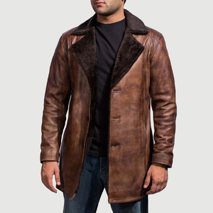 Automne hiver hommes veste en cuir meilleure qualité hommes veste en cuir respirant veste en cuir véritable pour hommes avec broderie longue - Product Image 3