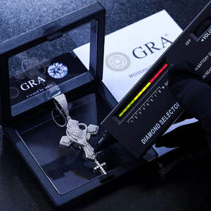 Magnifiques pendentifs et breloques en argent sterling 925 avec croix en moissanite, bijoux fins, style hip-hop, plaqué or 14 carats, plaqué rhodium, unisexe - Product Image 4