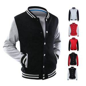 Chaqueta Universitaria de Invierno Personalizada para Hombre con Cuello Alto, Mangas de Cuero, Parches con Logotipo Frontal, Resistente al Viento y Transpirable - Product Image 2