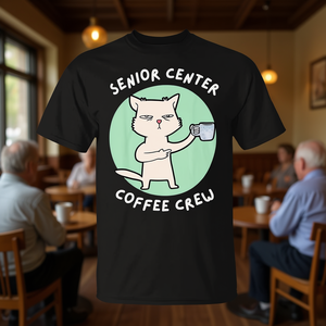 Camiseta de la abuela y el abuelo gatos para el Centro de Personas Mayores, camiseta promocional personalizable para el equipo de café - Product Image 3