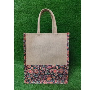 Bolsas de compras de yute de alta calidad con patrón de impresión de moda Bolsa de yute reutilizable Solución de almacenamiento hecha a mano - Product Image 1