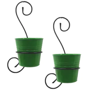 Forme personnalisée taille bleu mural et suspendu en métal petit pot de fleurs jardinières suspendues à chaîne jardinières rondes jardinières - Product Image 4