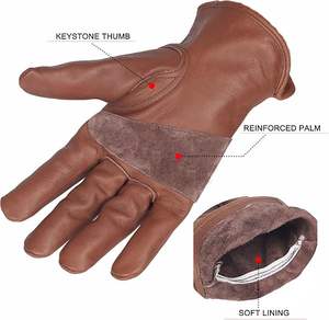 Gants de travail en cuir de vachette pour la construction, le jardinage, avec paume renforcée pour hommes et femmes - Product Image 2