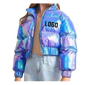 Lo último en chaqueta acolchada transpirable estilo personalizado para mujer, chaqueta acolchada brillante informal para mujer, abrigo corto de burbujas con cremallera cálido para invierno - Product Image 6