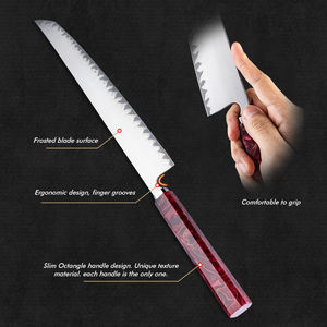 Vente en gros sur mesure OEM ODM Couteau de chef de cuisine japonais fait main en acier à haute teneur en carbone avec manche en résine rouge et cuivre - Product Image 4