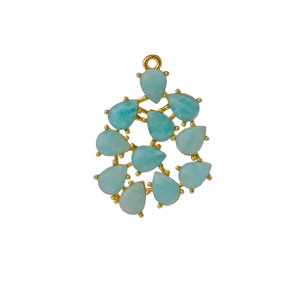 สร้อยคออัญมณีธรรมชาติจี้หยดน้ำฝนอเมซอนชุบทองป้องกันการเสื่อมเสียทำด้วยมือ - Product Image 2