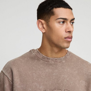 Vente en gros 100% coton sweats à col rond logo personnalisé sweats surdimensionnés unisexe brodé goutte épaule - Product Image 2