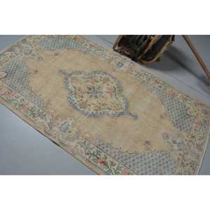 พรมขนาด 3.9x7.1 ฟุต, พรมตุรกี, พรมขนสัตว์สีเบจวินเทจลายนามธรรม - Product Image 4