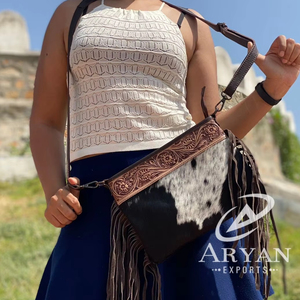 Hot Selling New Designer Hand Tooled Fringe <b>Handbag</b> Hair on Cowhide Carving Sling Bags for Women Multi Uses Stylish Bags - Product Image 1