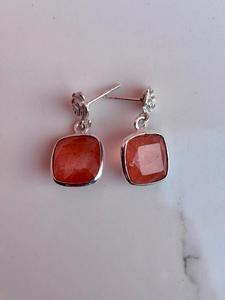 Boucles d'oreilles en argent sterling 925 avec cristal de saphir orange Bijoux tendance élégants pour les fiançailles et la fête des femmes - Product Image 6