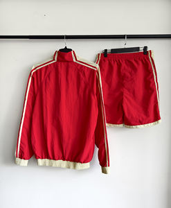 Conjunto de pantalones cortos cortavientos de nailon con logotipo personalizado, ropa deportiva de dos piezas con cremallera completa - Product Image 3