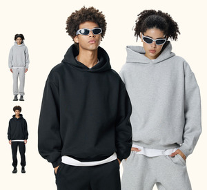 Heavyweight 350G Fleece Hoodie Sudadera Boxy Short Wide Version Transpirable Característica Camiseta para hombres - Product Image 3