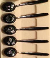 Set Peralatan Makan Sendok Garpu Pisau Besar Kecil dari Stainless Steel dengan Gagang Resin, Perlengkapan Makan Malam, Hadiah Pernikahan, Pesta