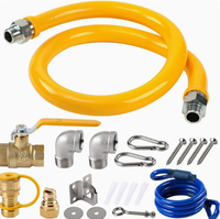Manguera Flexible de Goma para Gas Natural de 3/4 Pulgadas de Alta Calidad, Superficie Lisa, Conexiones de Latón para Cocina Comercial al Aire Libre