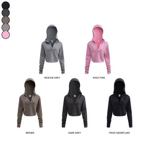 Ropa personalizada para mujer, Sudadera con capucha y media cremallera, pantalones holgados con cordones para mujer, sudaderas cortas, pantalones de chándal de pierna ancha - Product Image 4