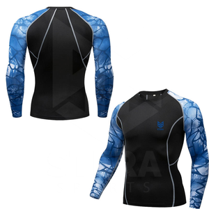 Sublimation complète personnalisée imprimée à séchage rapide Fitness Compression MMA Jiu Jitsu chimio Rash Guard T-shirt solide à manches longues pour hommes - Product Image 1