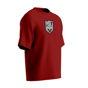 <b>Red</b> Oversized FC <b>T</b>-<b>Shirt</b> Custom Football Team Logo Crew Neck Top - Product Image 3