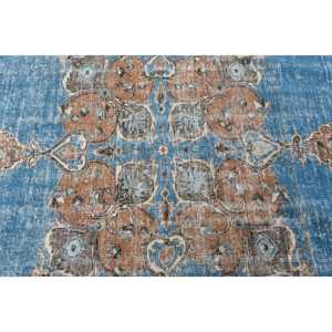 พรมตุรกีวินเทจ ขนาด 6x9.4 ฟุต (183x285 ซม.) สีน้ำเงินล้วน ทำจากขนสัตว์ - Product Image 5