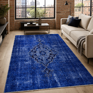 Tapis lavable en chenille indigo tribal RW7018 de Rug Weavers pour caravane, vente en gros et dropshipping, 10 tailles disponibles - Product Image 1