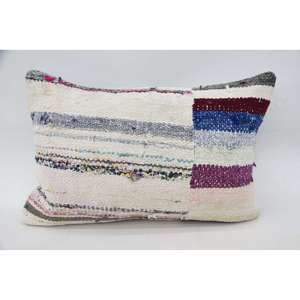 Almohada Kantha de retazos de lana multicolor, cojín decorativo de 16x24 pulgadas tejido con patrón Vintage - Product Image 1